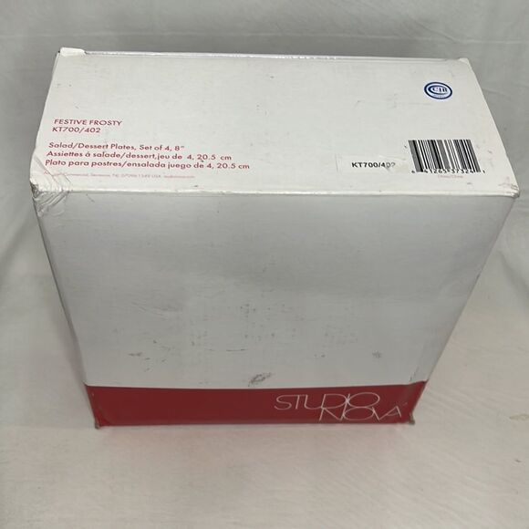 Studio Nova Salad Dessert Plates 8 Inch Festive Frosty Set 4 Christmas Red Blue - Picture 2 of 2